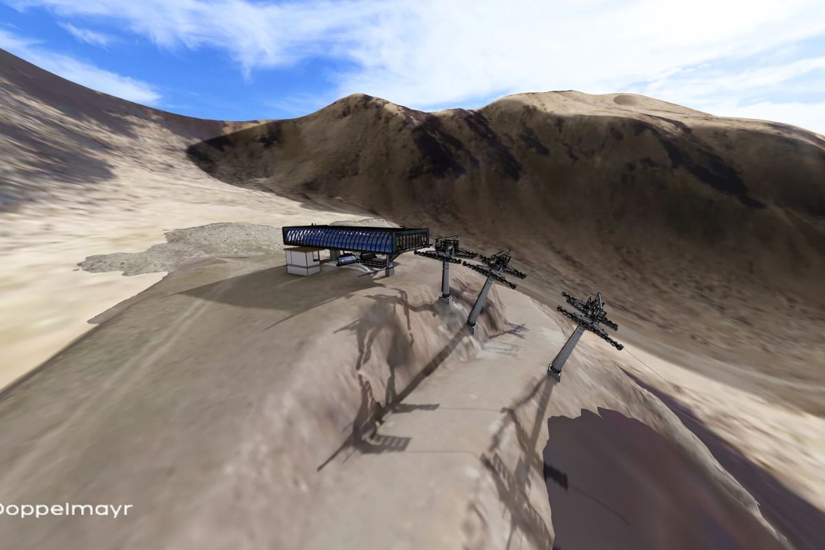 Visualisation of the new Einzeiger chairlift station in Sölden