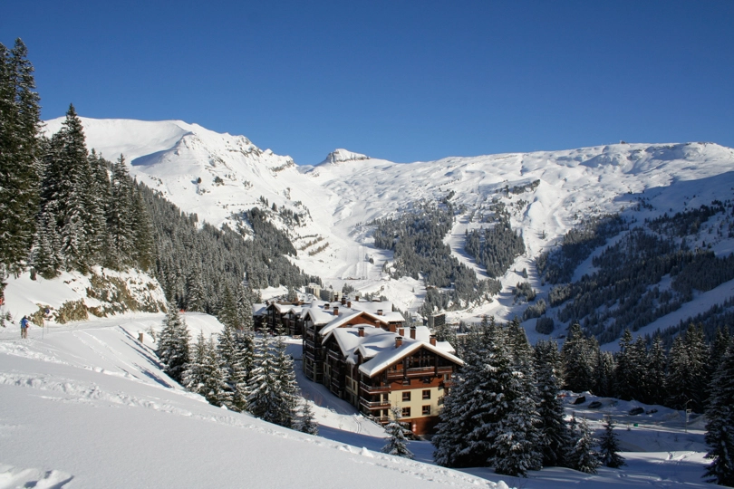 Flaine ski resort covered in snow