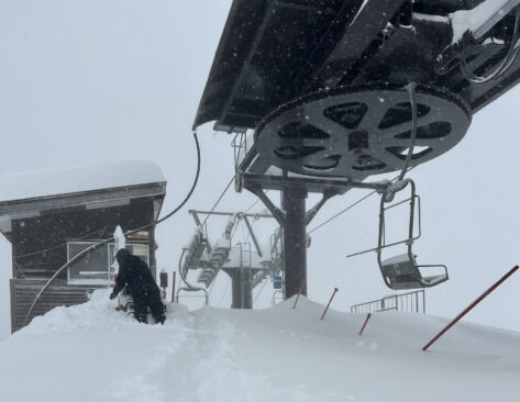 Snow dig out at a top lift station in Hakuba Japan