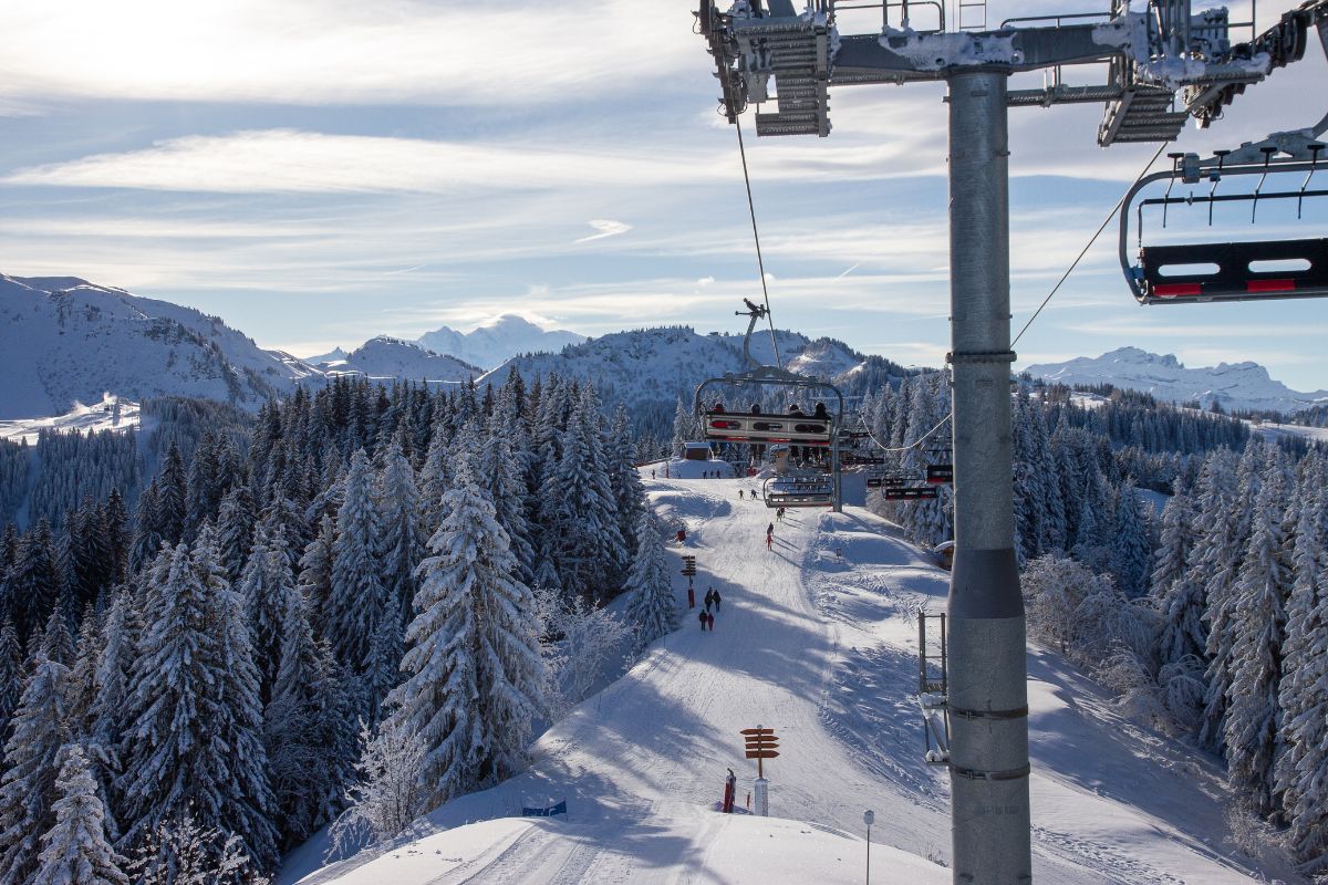 Intermediate skiing in Morzine on tree-lined slopes