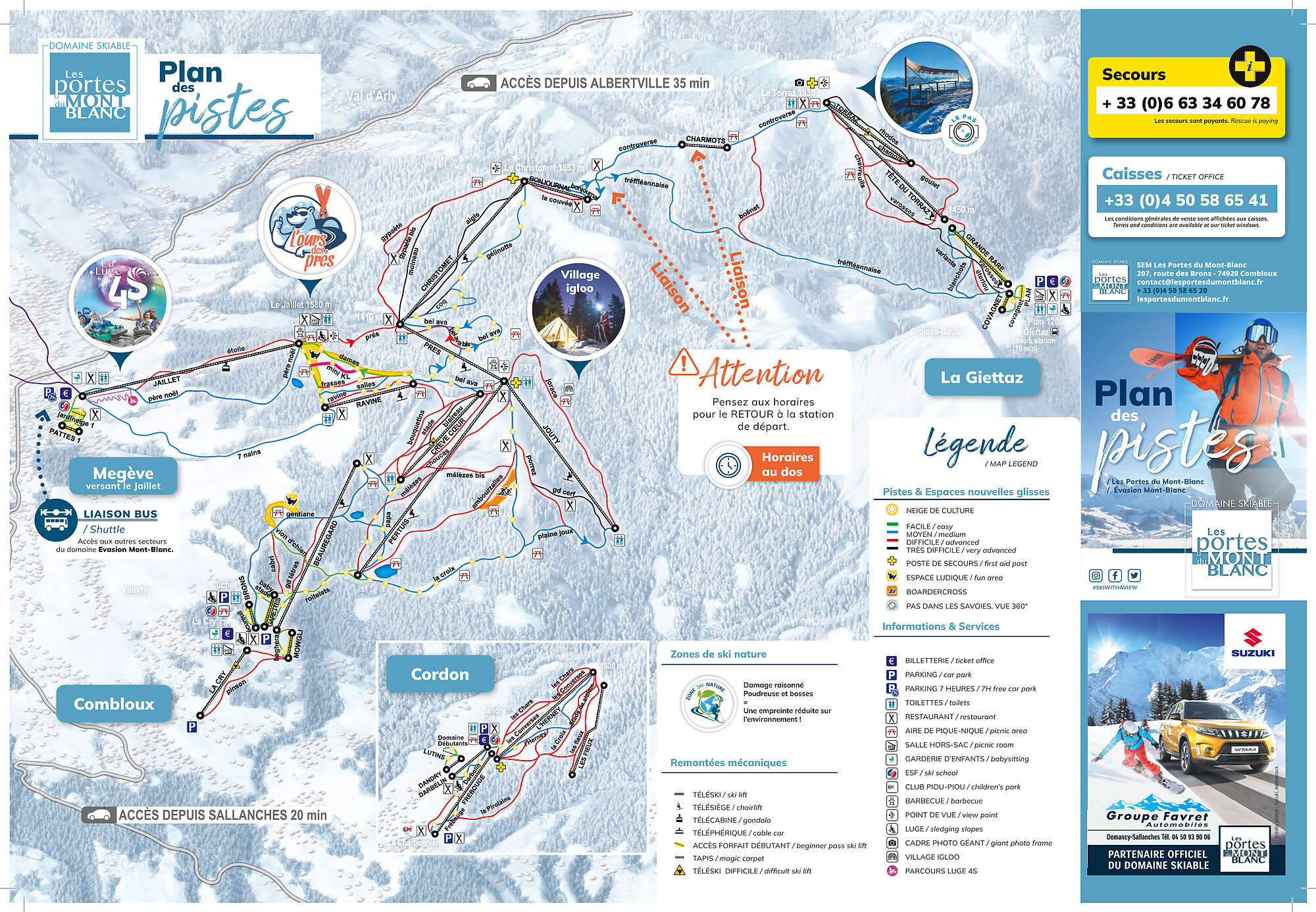 Les Portes du Mont-Blanc Piste Map 