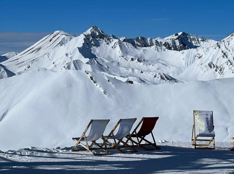 deck chairs on the snow