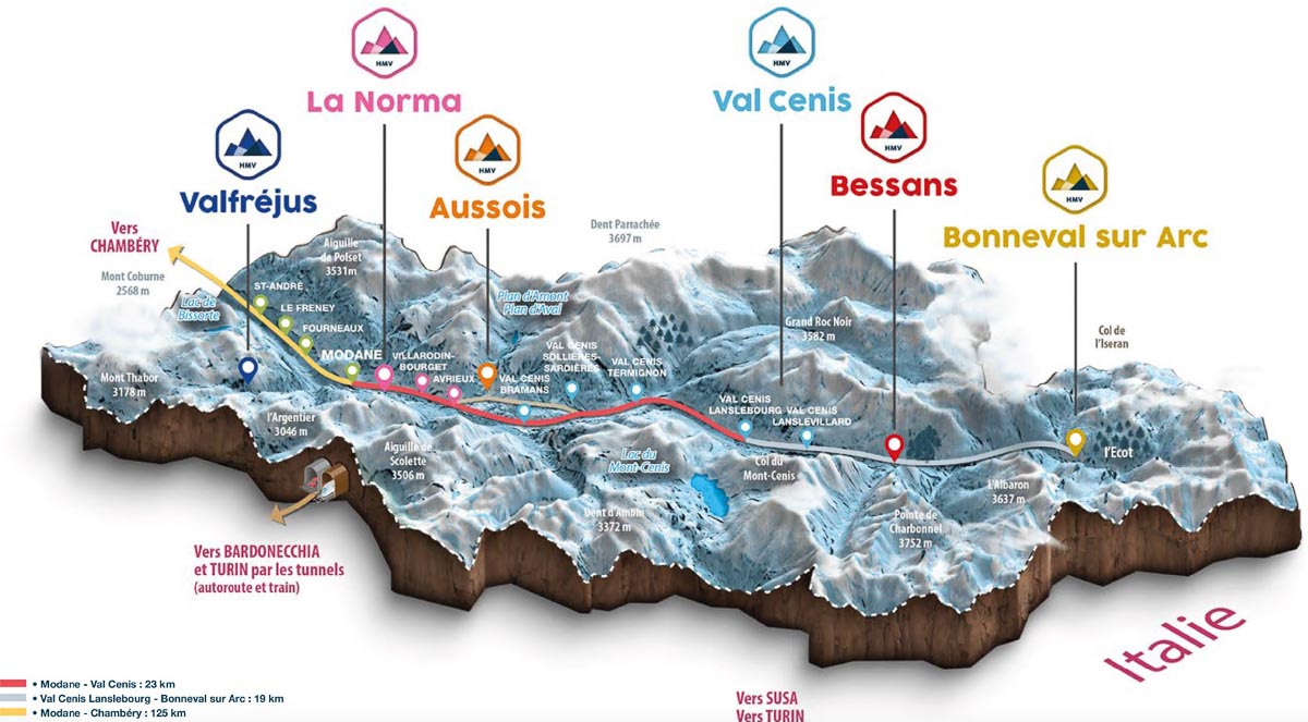 map of Haute Maurienne, with topography
