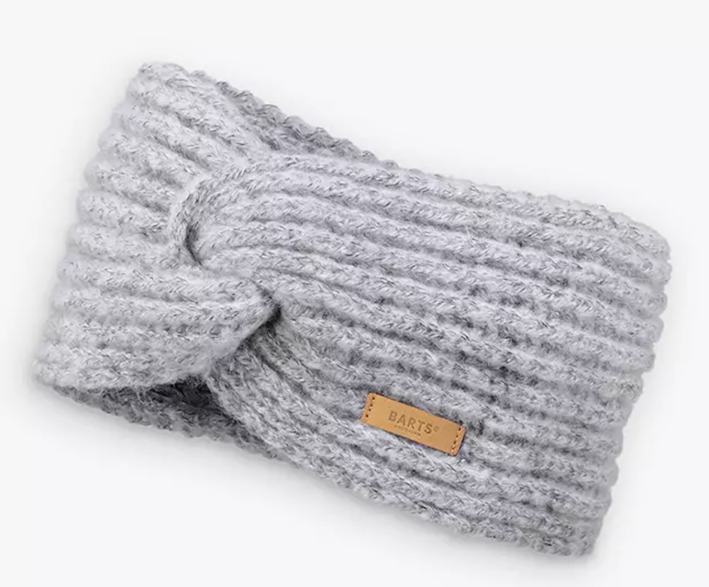 a grey wool-like headband