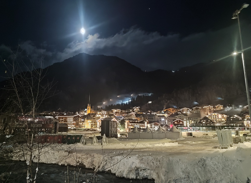 Ischgl at night, under the moon
