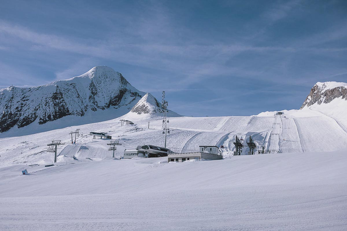 a summer ski area, Kitzsteinhorn - pictured on a blue sky day and no people