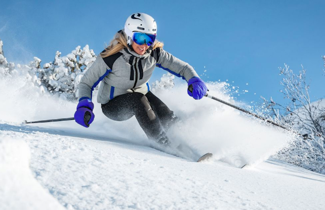 bright green ski jacket