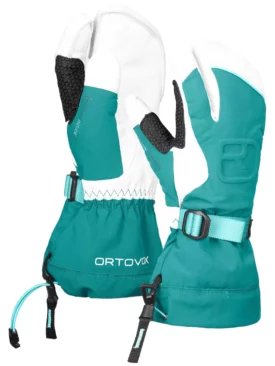 Ortovox turquoise and white three finger 'trigger' ski gloves
