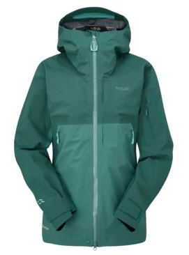 green and green two-shade ski jacket shell by Rab