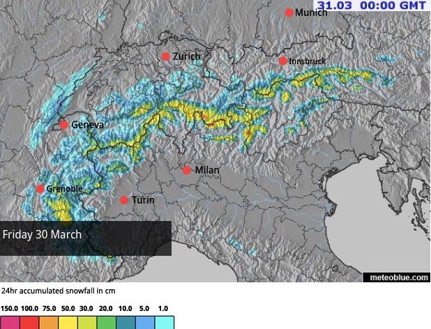 A Cold and Snowy Weekend for the Alps