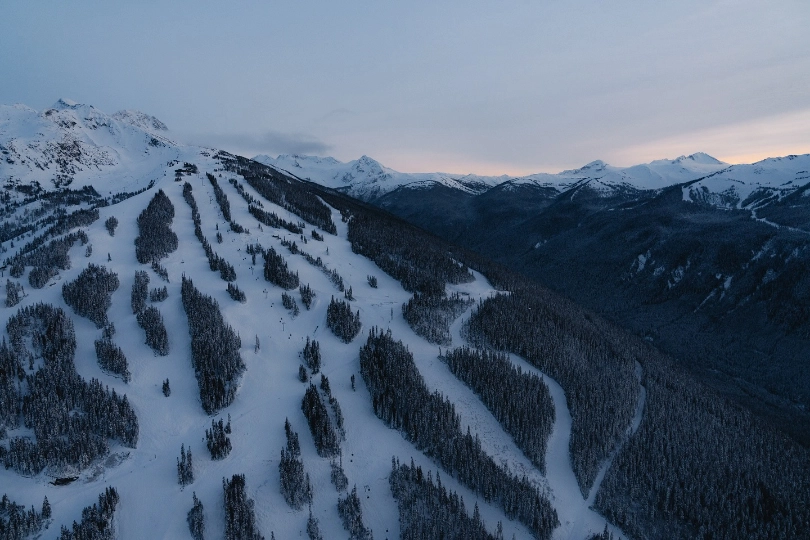 Whistler ski runs cut into the alpine